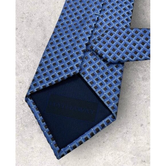 HATHAWAY Silk Tie XL Blue Brown Geometric W:3.6" EUC - Picture 4 of 5
